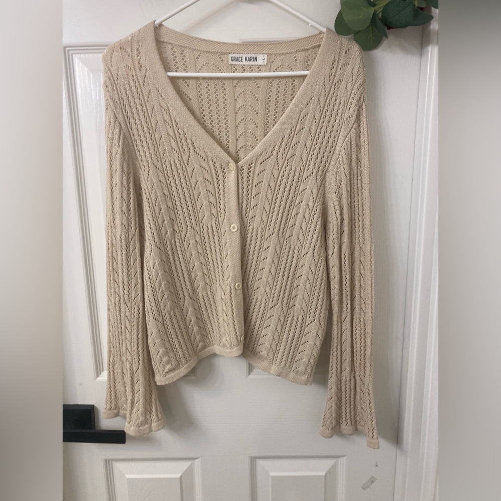 Grace Karin Cream Knit Cardigan